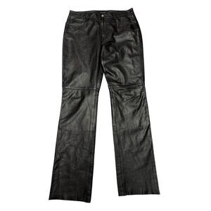 Vintage GUESS Black Leather Pants Women’s Size 10 Lined Straight Leg Y2K